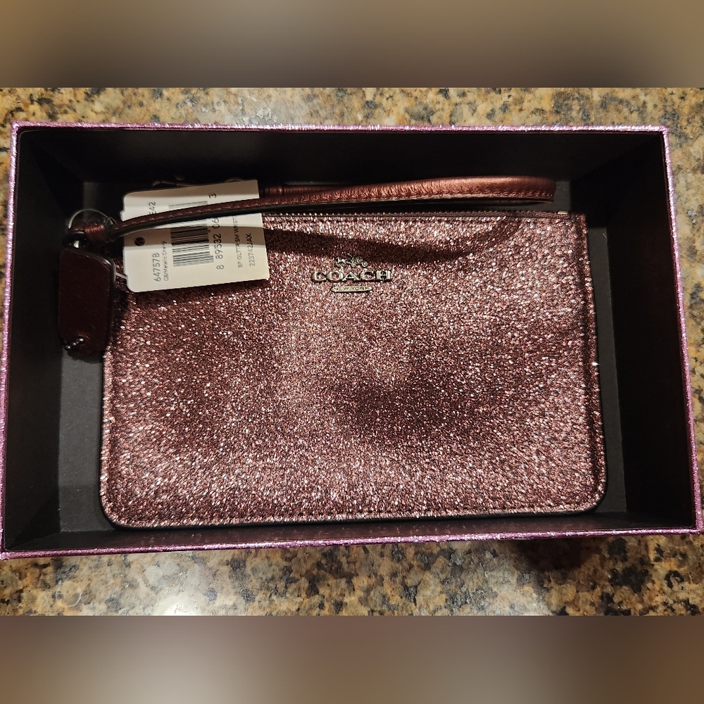 Coach glitter wristlet in metallic cherry - Picture 9 of 16